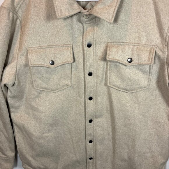 Bleeker & Broad Mens XL Beige Wool Blend Quilted Shirt Jacket - Picture 3 of 14